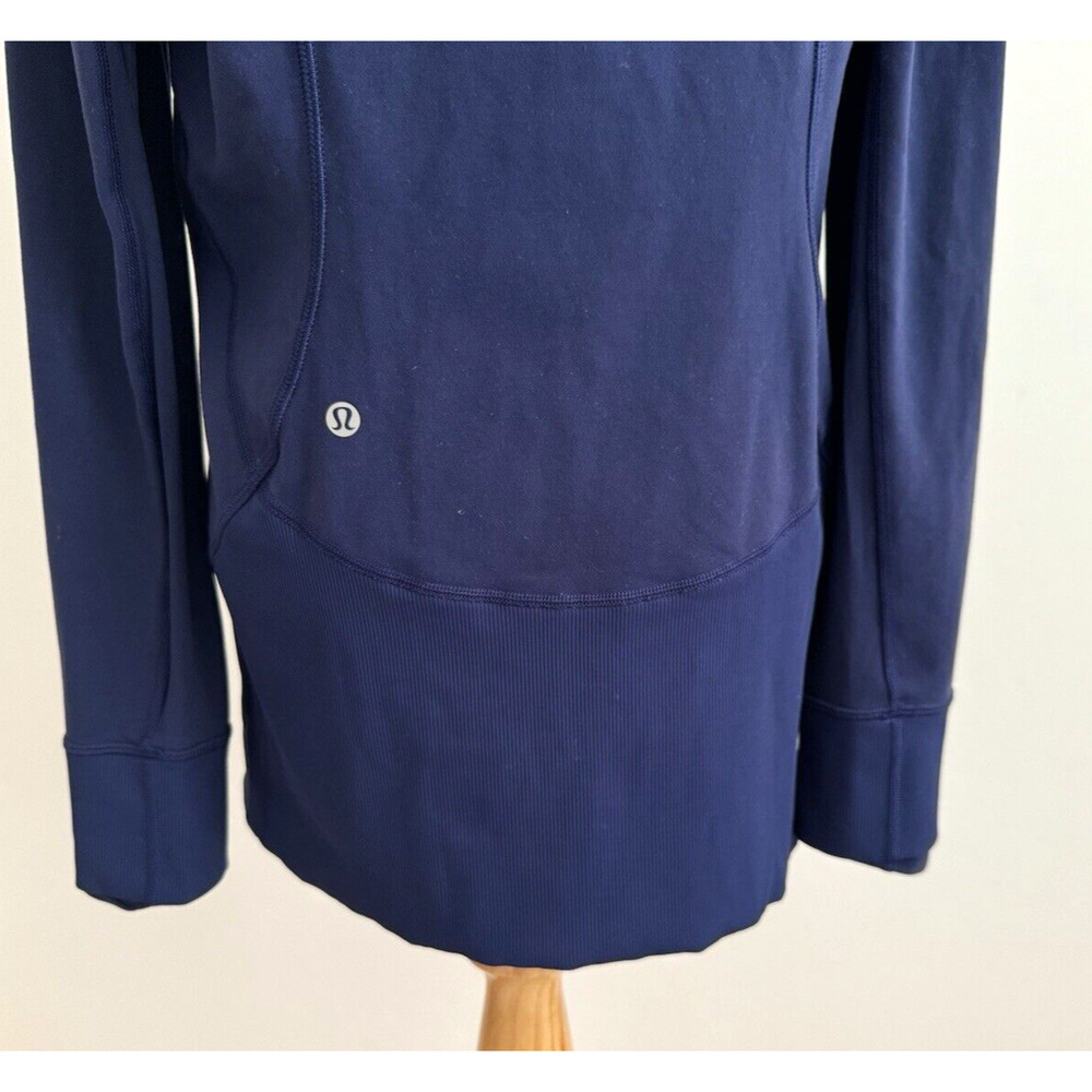 Lululemon Athletica Blue Zip-Front Jacket 10 Hood Long-Sleeve Thumbholes Stretch - Picture 5 of 9